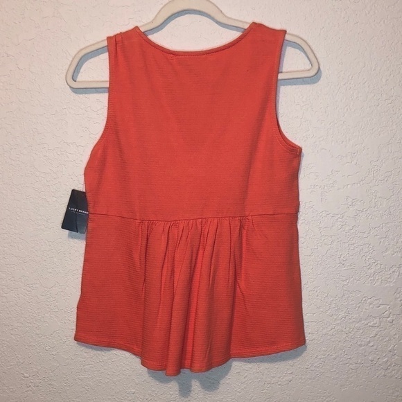 NWT Lucky Brand Coral Front Knot Peplum Sleeveless Tank Top Blouse Size Small - Picture 9 of 10